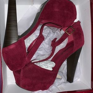 Wine (Burgundy) colored heels, Sz 9
